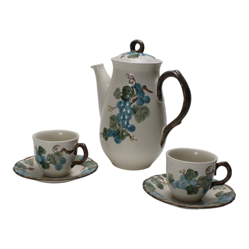 Vintage Metlox Poppytrail Sculptured Grape Coffee Set